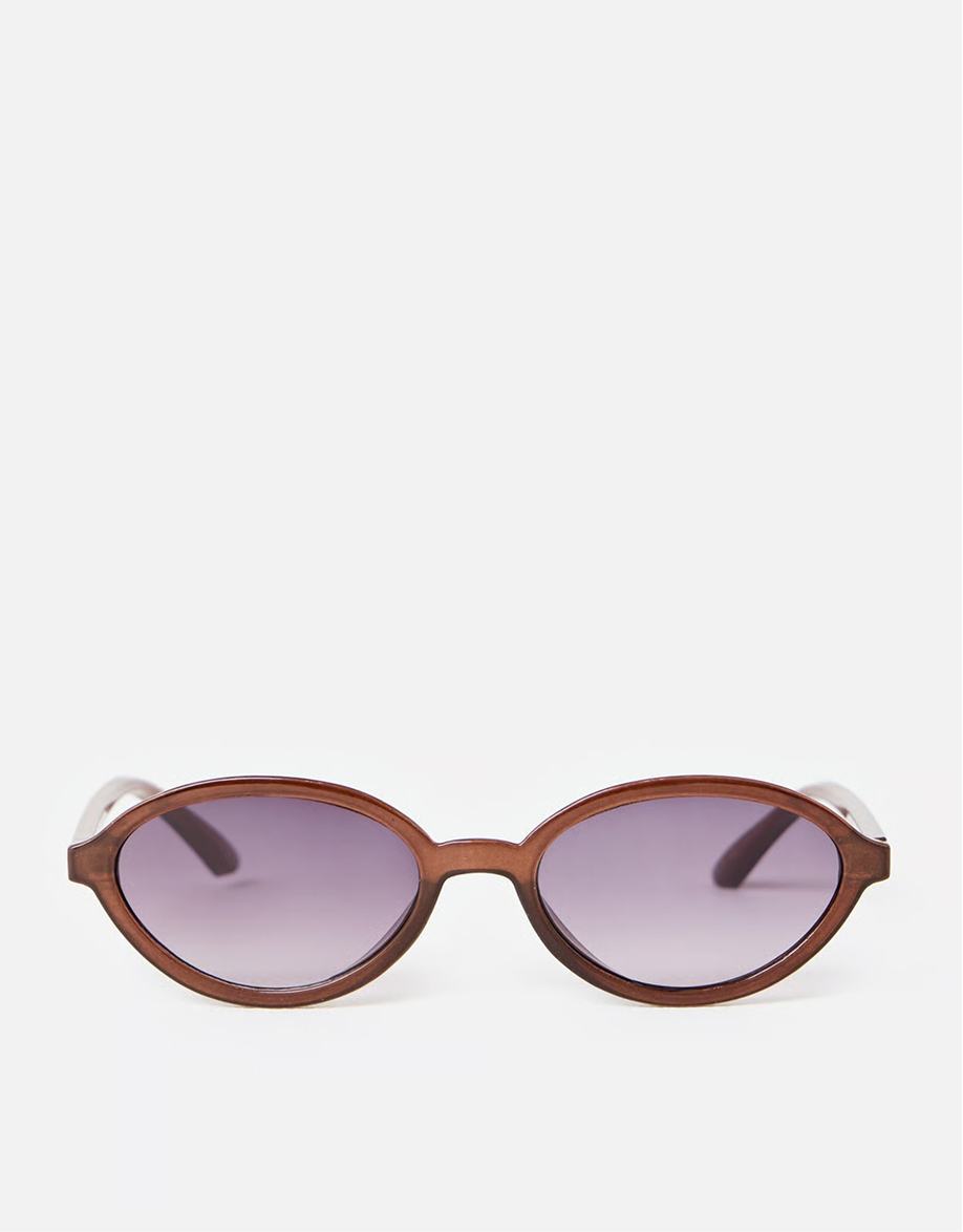 Brown Mini Oval Sunglasses